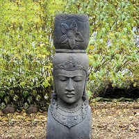 Asiatische Gartenfigur Kopf einer Frau aus Stein / 100 cm von Gartentraum.de