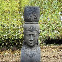 Asiatische Gartenfigur Kopf einer Frau aus Stein / 80 cm von Gartentraum.de