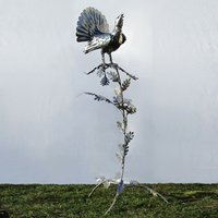 Auerhahn auf Ast - Gartenfigur aus Rost Stahl/Edelstahl - Galliformes / Edelstahl von Gartentraum.de