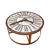 Ausgefallener Tisch mit Uhr Design antik - Elaine / braun von Gartentraum.de
