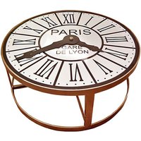 Ausgefallener Tisch mit Uhr Design antik - Elaine / silber von Gartentraum.de