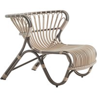 Ausgefallener dunkelbrauner Lounge Sessel aus Alu-Rattan - Loungesessel Minja / Beige von Gartentraum.de