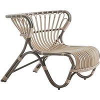Ausgefallener dunkelbrauner Lounge Sessel aus Alu-Rattan - Loungesessel Minja / Michelangelo Taupe von Gartentraum.de
