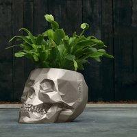 Außergewöhnlicher Totenschädel-Blumentopf aus Beton - Gauguin / 14,0x15,0x21,0cm (HxBxT) / Bronze glänzend von Gartentraum.de
