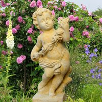 Barock Putte Steinfigur - Amor / Antikgrau von Gartentraum.de