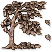 Baumfigur für Wände aus Bronze/Aluminium - Baum im Wind / Bronze Patina Wachsguss von Gartentraum.de