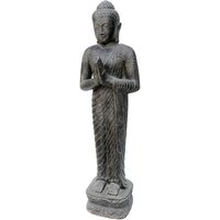 Begrüßende Buddha Skulptur stehend aus Steinguss als Gartendeko - Kaihatsu von Gartentraum.de