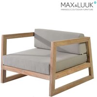 Bequemer Gartensessel mit Polster - Teak Holz - Max&Luuk - Mason Loungesessel von Gartentraum.de