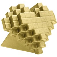 Besondere Herz Dekofigur - vegane Kerze im Pixel Design - Pixel Hearth / Gold von Gartentraum.de
