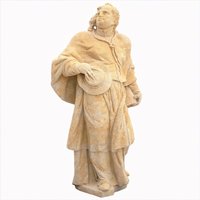 Besondere Skulptur Mann aus Steinguss  - Meluro / Antikgrau von Gartentraum.de