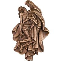 Besondere Wand Bronzefigur Maria und Jesus - Heiligenrelief Pieta / Bronze Patina blau von Gartentraum.de