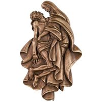 Besondere Wand Bronzefigur Maria und Jesus - Heiligenrelief Pieta / Bronze braun von Gartentraum.de