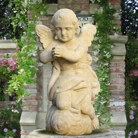 Betender Engel Steinskulptur - Camael / Portland weiß von Gartentraum.de