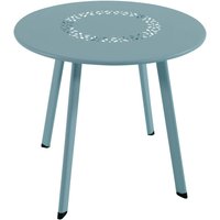 Blauer Beistelltisch aus Stahl - Tisch Amelie blau / 40x45cm (HxDm) von Gartentraum.de