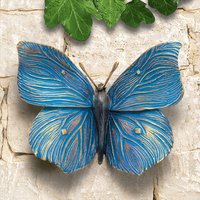 Blauer Bronze Schmetterling zur Wandbefestigung - Schmetterling von Gartentraum.de