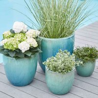 Blumenkübel im 4er Set - Keramik - Blaugrün - Witango von Gartentraum.de