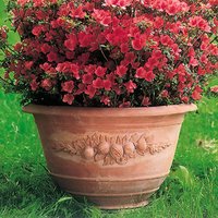 Blumentopf rund mit Ornament - Terracotta - Orcagna / 60x80cm (HxDm) von Gartentraum.de