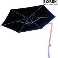 Borek Design Sonnenschirm - Aluminium & Teakholz - Kurbelsystem - mit Ständer - Ischia Sonnenschirm teak / Schwarz / 280x280cm von Gartentraum.de
