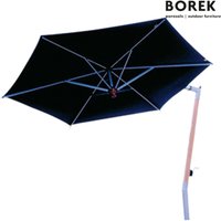 Borek Design Sonnenschirm - Aluminium & Teakholz - Kurbelsystem - mit Ständer - Ischia Sonnenschirm teak / Taupe / 340cm von Gartentraum.de