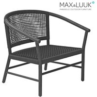 Breiter Lounge Chair aus dunklen Teakholz von Max & Luuk - Kevin Loungesessel / mit Sitzkissen in ash von Gartentraum.de