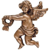 Bronze/Alu Engelfigur mit Kranz als Wanddeko - Angelo Gara links / Aluminium hellgrau von Gartentraum.de