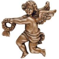 Bronze/Alu Engelfigur mit Kranz als Wanddeko - Angelo Gara links / Bronze braun von Gartentraum.de