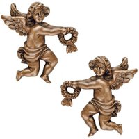 Bronze/Alu Wandfiguren - Engel als Mauerndeko - Angelo Gara Set  / Aluminium grau von Gartentraum.de