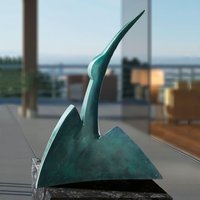 Bronze Künstler Vogelfigur - abstraktes Design - Hinauf von Gartentraum.de