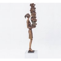Bronzefigur Frau mit Büchern aus limitierter Auflage - Bilanz einer Buchhalterin von Gartentraum.de