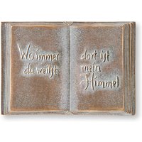 Buch aus Bronze mit deutscher Inschrift - Buch Germanica / 6x4cm (BxT) / Bronze Patina grün von Gartentraum.de