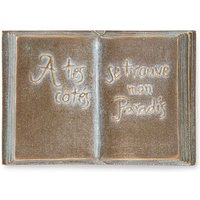 Buch aus Bronze mit französischer Inschrift - Buch Gallica / 10x7cm (HxBxT) / Bronze Patina Asche von Gartentraum.de