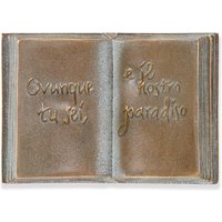 Buch aus Bronze mit italienischer Inschrift - Buch Italiae / 10x7cm (HxBxT) / Bronze Patina grün von Gartentraum.de