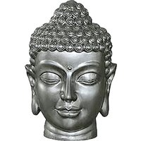 Buddha Kopf aus Polystone - Silber - Indoor - Lemlem / 38x27cm (HxDm) von Gartentraum.de