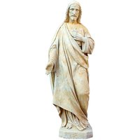 Christus Skulptur aus Steinguss frostsicher - Herz Christi / Antikgrau von Gartentraum.de