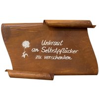Deko Schild aus Rost Metall - Unkraut Deko Schild aus Rost Metall - Unkraut von Gartentraum.de