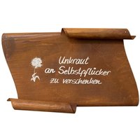 Deko Schild aus Rost Metall - Unkraut von Gartentraum.de