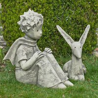 Der kleine Prinz & Fuchs für den Garten - sitzende Steinskulpturen - Prinz & Fuchs von Gartentraum.de