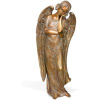 Designer Bronze Engelstatue - limitierte Auflage - Angelo Grave / 30x13x7cm (HxBxT) / Bronze Sonderpatina von Gartentraum.de