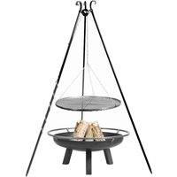 Dreibein Grill - pulverbeschichtet - mit Grillrost und Stahl Feuerschale - Sanor Gartengrill / 70cm / ohne Kurbel von Gartentraum.de