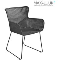 Dunkler Max & Luuk Gartenstuhl mit Stahlgestell und geflochtener Sitzschale - Iris Stuhl / mit Sitzkissen in ash von Gartentraum.de