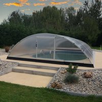 Eckige Poolabdeckung mit Runddach - vormontiert - aus Aluminium & Polycarbonat - abschließbar - Turmalinit von Gartentraum.de