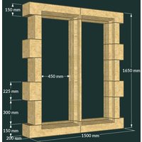 Eckige Ruinen Fenster aus Stein als Bausatz - Toftan Hall / 165x150x20cm (HxBxT); 407kg von Gartentraum.de