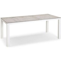 Eckiger Aluminium-Tisch mit Keramik-Platte - Tisch Vidru / 74,5x160x90cm (HxBxT) / Weiß von Gartentraum.de