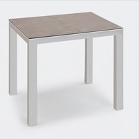 Eckiger Aluminium-Tisch mit Keramik-Platte - Tisch Vidru / 74,5x90x90cm (HxBxT) / Anthrazit/Silber von Gartentraum.de