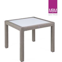 Eckiger Gartentisch aus Alu, Polyrattan & Glas - MBM - 90x90cm - Tisch Bellini von Gartentraum.de