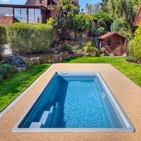 Eckiger Swimming  Pool - Glas-Verbundbecken - Komplettset - mit Stufen - klein - Lagos Jaspis / Grau von Gartentraum.de