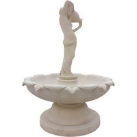 Eindrucksvoller Steinguss Brunnen mit Wasserspeier Figur - Frau mit Krug - Carmelia / Tyrolia von Gartentraum.de