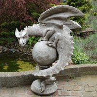 Eindrucksvoller Steinguss Drache für die Gartendekoration - Perlindungan / Kopf links von Gartentraum.de