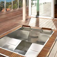 Eingelassener Luxus Jacuzzi mit 2 Liegen & 2 Sitzen - quadratisch - Edjo / mit Filter- und Pumpsystem von Gartentraum.de