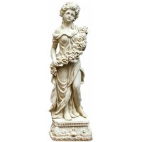 Einzigartige Steinguss Gartenfigur - Kunstvolle Frau mit Deko-Element - Omoge / Sand / Mit Blumen von Gartentraum.de